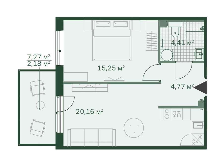 Однокомнатная квартира в : площадь 46.8 м2 , этаж: 1 – купить в Санкт-Петербурге